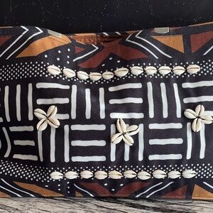 Tribal Print Clutch with Shell Accents